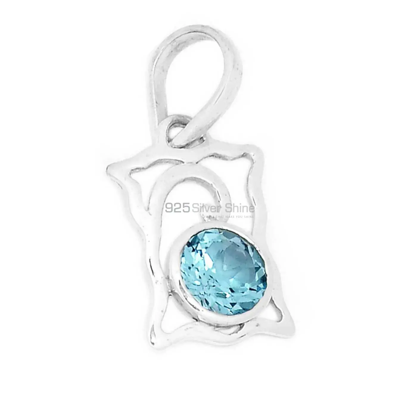 Blue Topaz Gemstone Handmade Pendants In 925 Sterling Silver Jewelry 925SP281-5_1