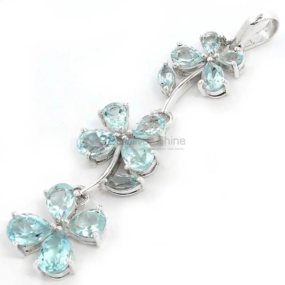 Blue Topaz Gemstone Handmade Pendants In 925 Sterling Silver Jewelry 925SSP329-1_0