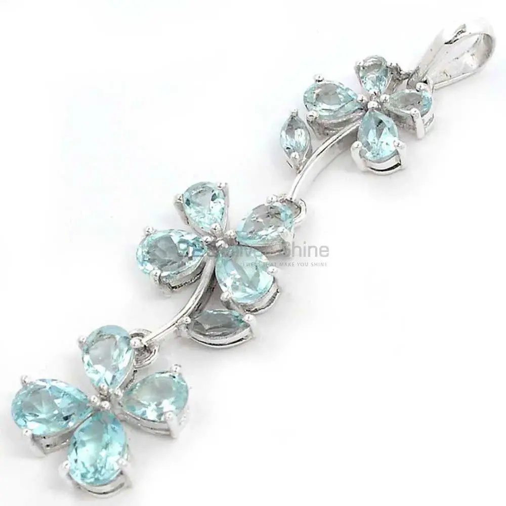 Blue Topaz Gemstone Handmade Pendants In 925 Sterling Silver Jewelry 925SSP329-1_1