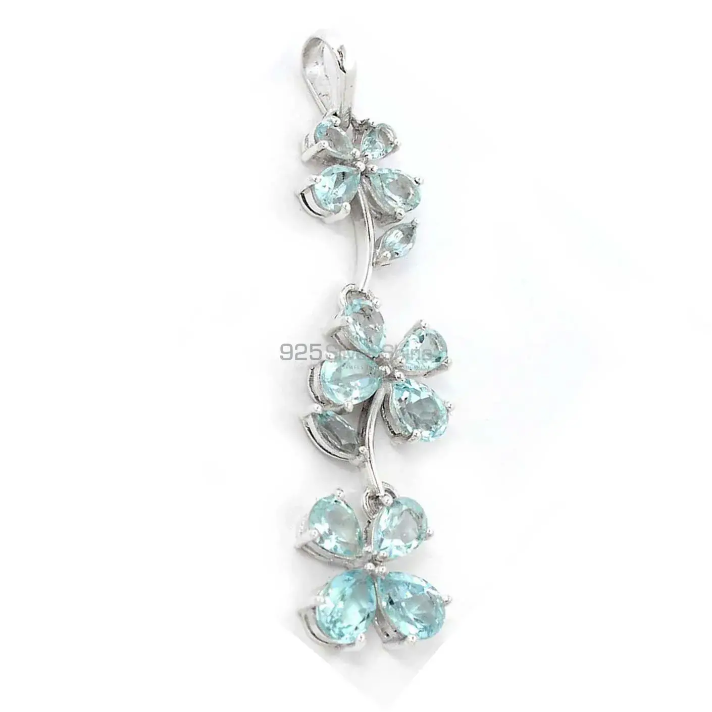 Blue Topaz Gemstone Handmade Pendants In 925 Sterling Silver Jewelry 925SSP329-1_1