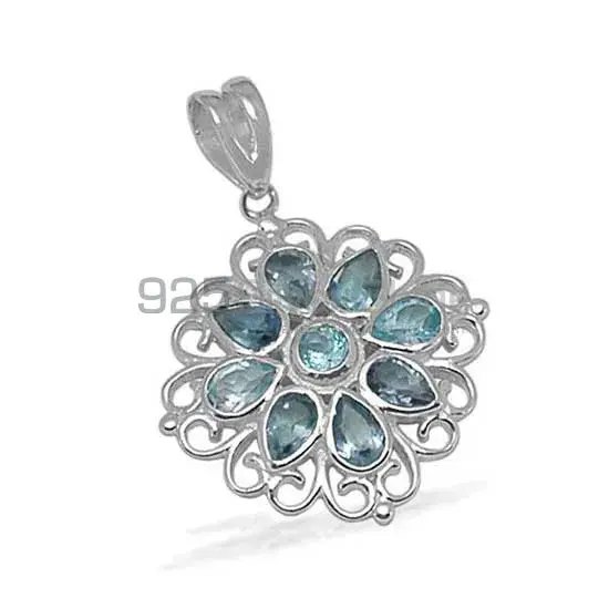 Blue Topaz Gemstone Pendants Exporters In 925 Solid Silver Jewelry 925SP1394_0