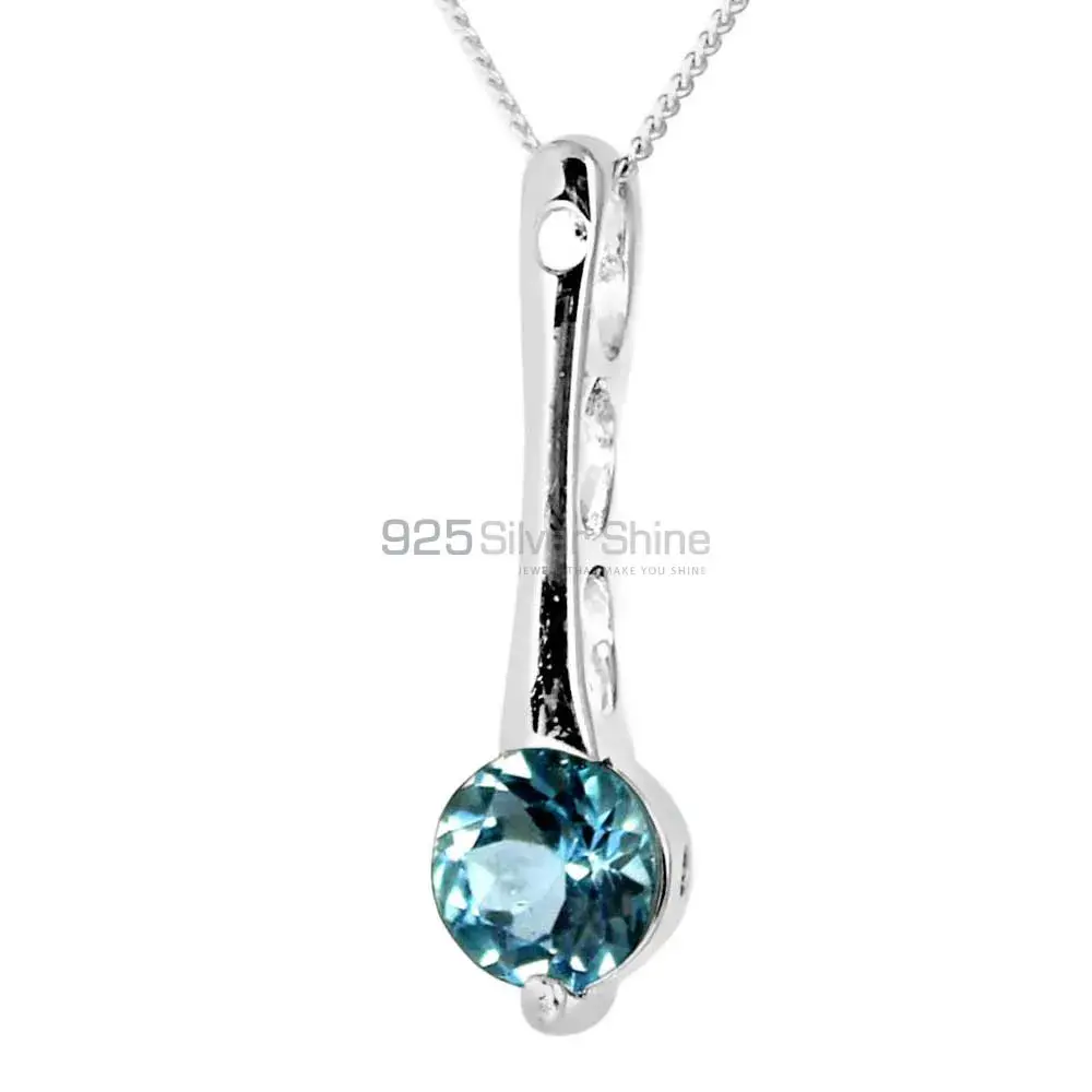 Blue Topaz Gemstone Pendants Exporters In 925 Solid Silver Jewelry 925SP233-2