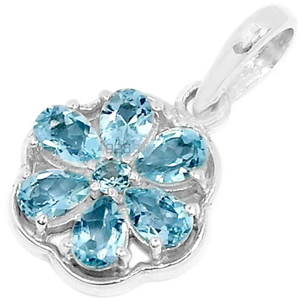 Blue Topaz Gemstone Pendants Exporters In 925 Solid Silver Jewelry 925SP294-4_0