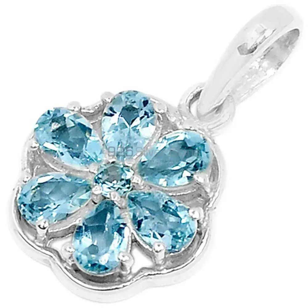 Blue Topaz Gemstone Pendants In 925 Solid Silver Jewelry 925SP294-4_0
