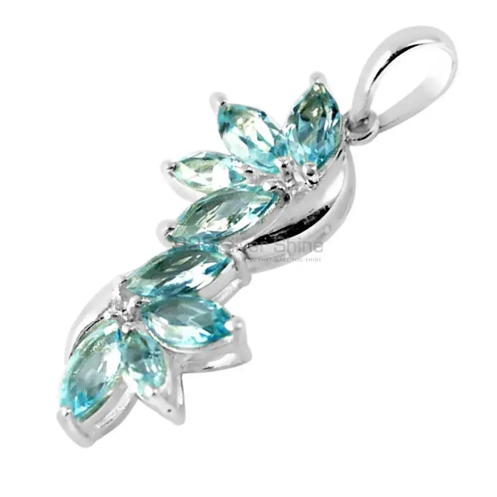 Blue Topaz Gemstone Pendants In 925 Fine Silver Jewelry 925SP241-5_1