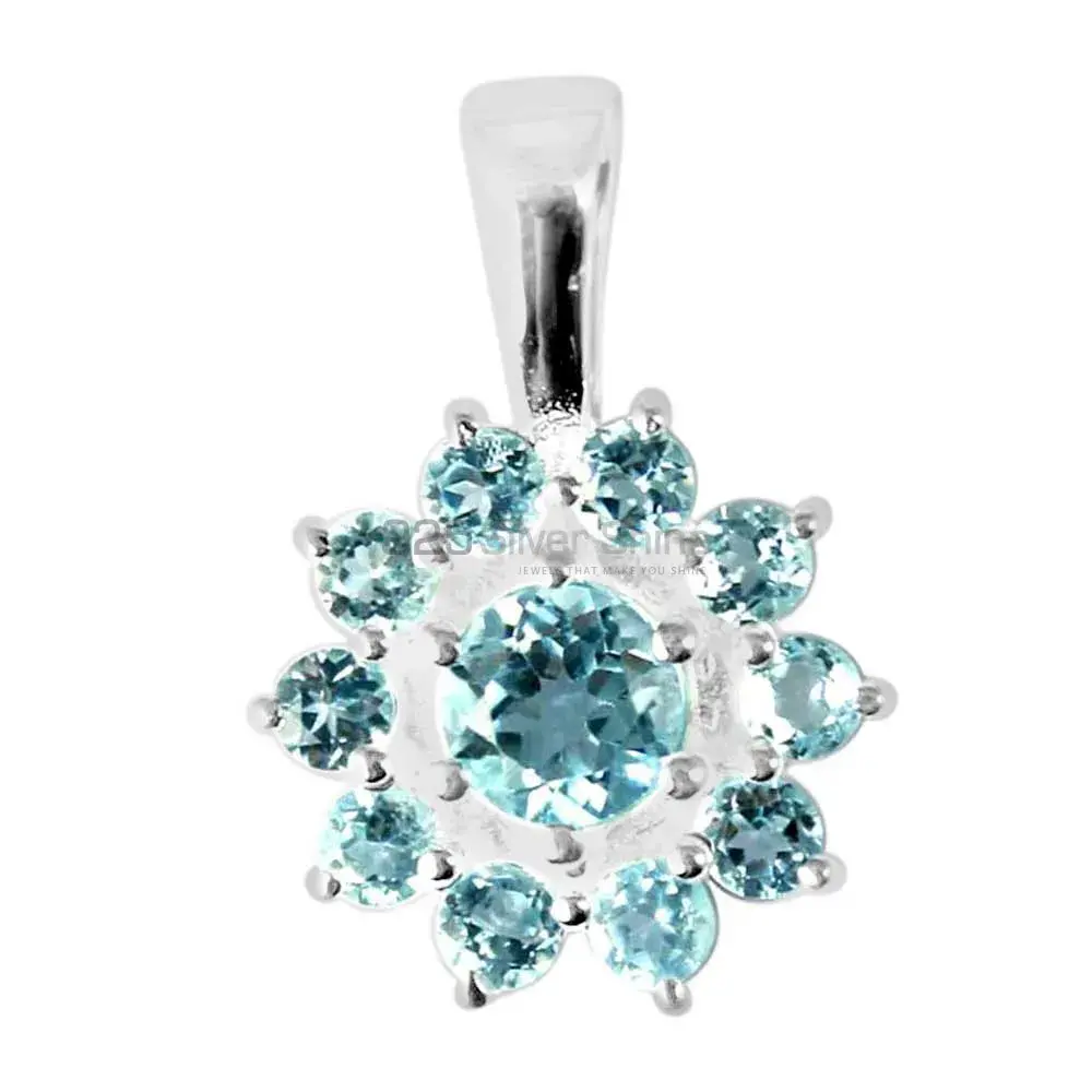 Blue Topaz Gemstone Pendants Suppliers In 925 Fine Silver Jewelry 925SP250-3_0