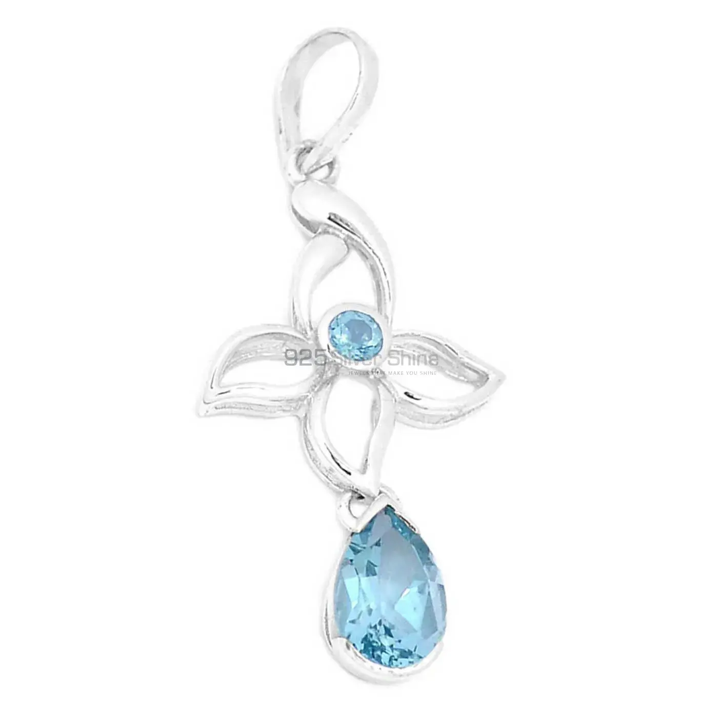 Blue Topaz Gemstone Pendants Wholesaler In Fine Sterling Silver Jewelry 925SP273-2_1