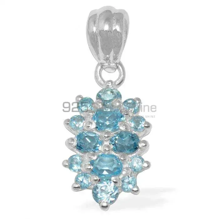 Blue Topaz Gemstone Top Quality Pendants In Solid Sterling Silver Jewelry 925SP1492