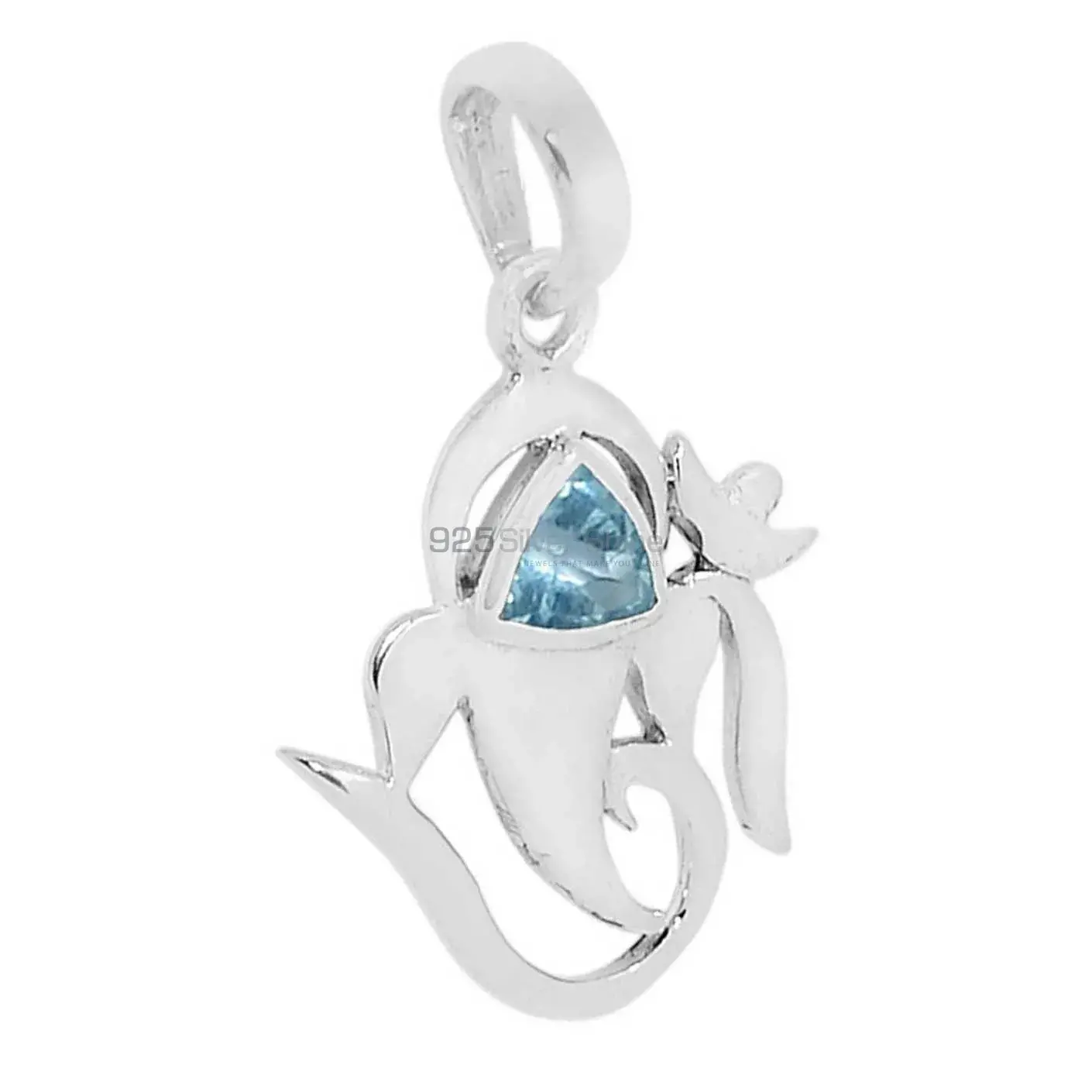 Blue Topaz Gemstone Top Quality Pendants In Solid Sterling Silver Jewelry 925SSP307-2_0