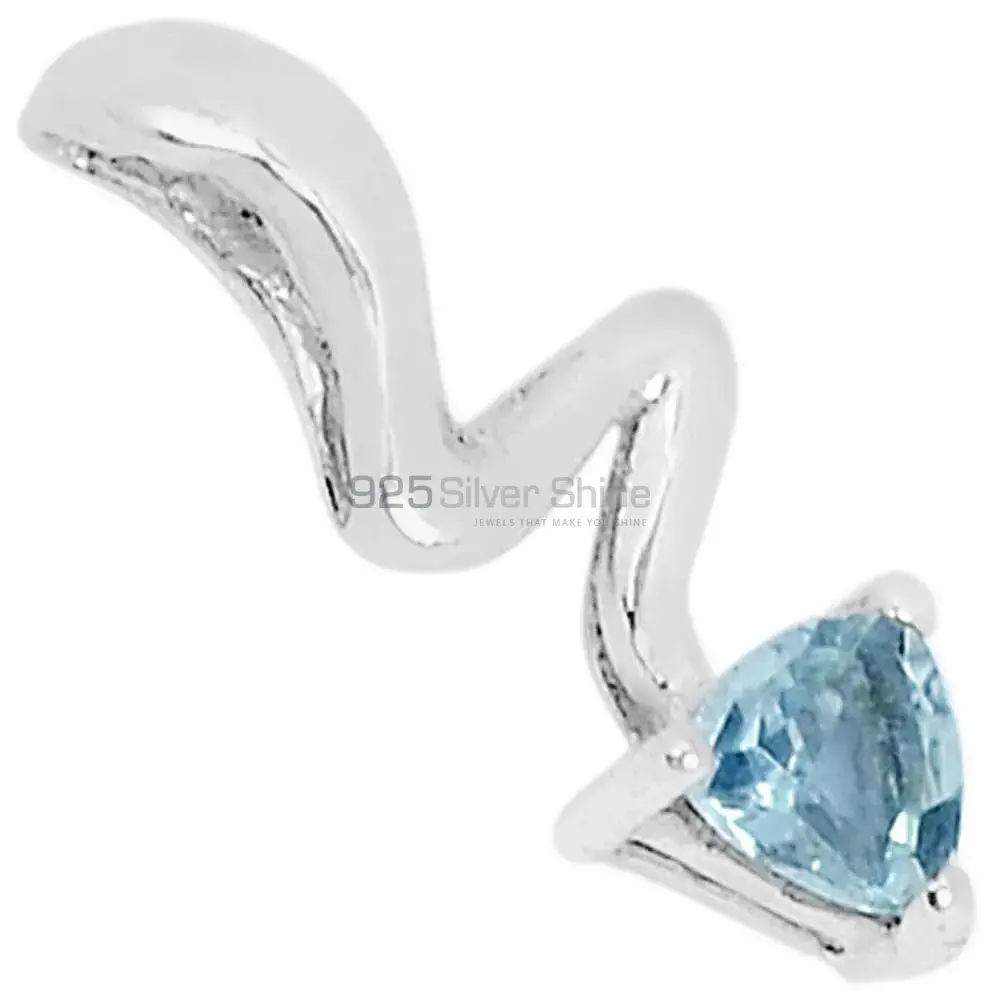 Blue Topaz Gemstone Pendants In Solid Sterling Silver Jewelry 925SSP318-2