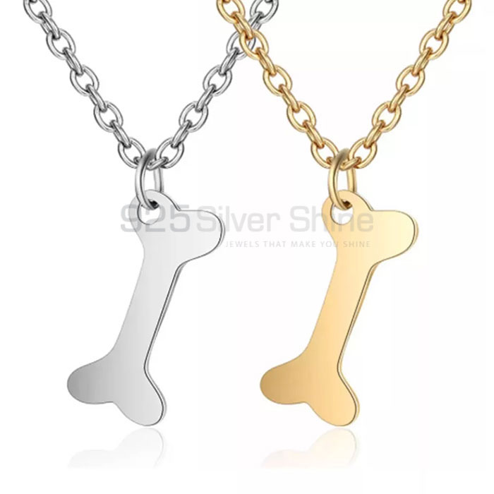 Bone Dog Plate Pet Necklace, Animal Minimalist Necklace In 925 Sterling Silver AMN231
