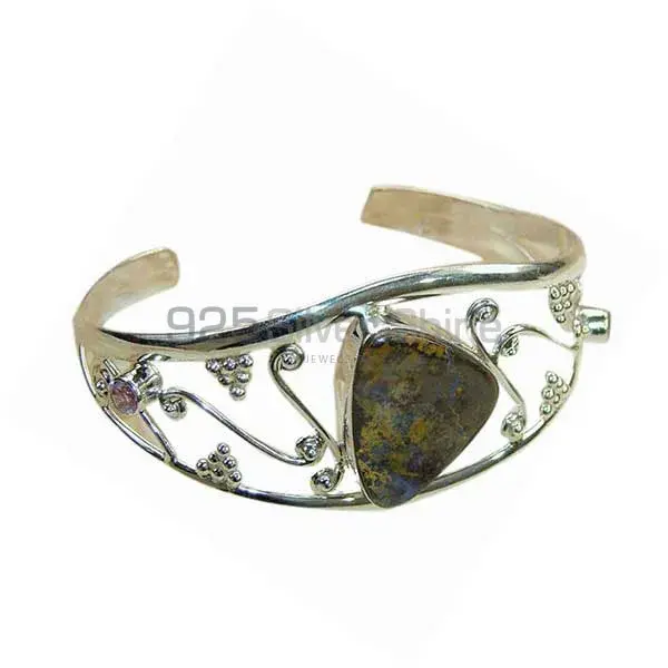 Border Opal Gemstone Cuff Bangles In Sterling Silver Jewelry 925SSB148_0