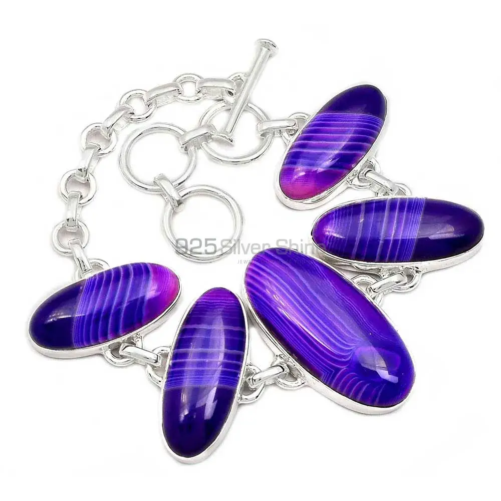 Botswana Agate Gemstone Bracelets In 925 Fine Silver Jewelry 925SB284-1