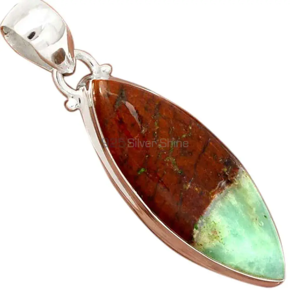 Boulder Chrysoprase Gemstone Pendants In Fine Sterling Silver Jewelry 925SP168_0