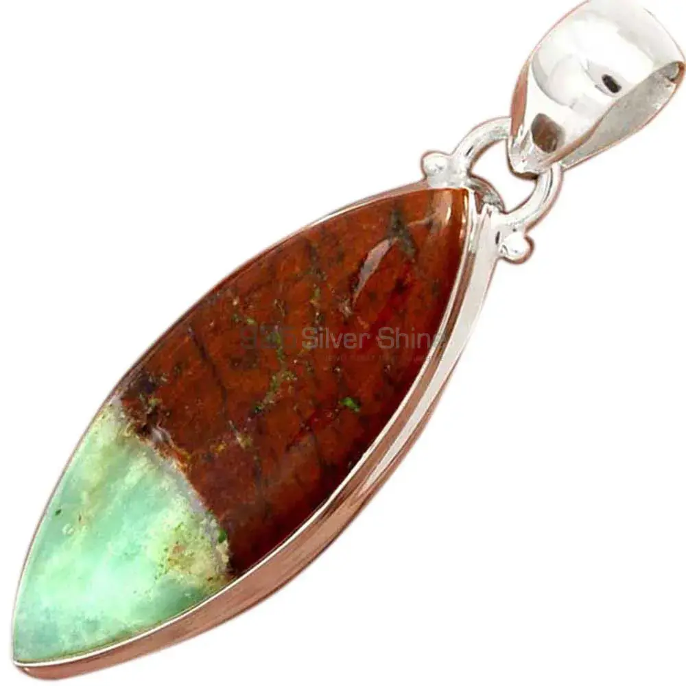 Boulder Chrysoprase Gemstone Pendants Wholesaler In Fine Sterling Silver Jewelry 925SP168_0