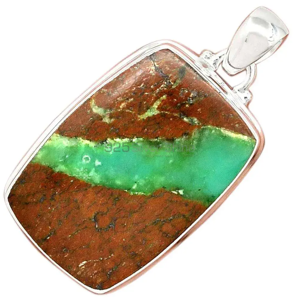 Boulder Chrysoprase Gemstone Pendants Wholesaler In Fine Sterling Silver Jewelry 925SP168_16