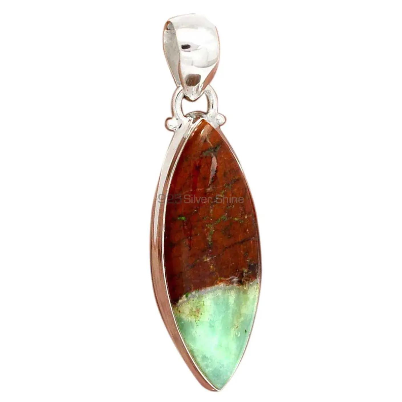 Boulder Chrysoprase Gemstone Pendants Wholesaler In Fine Sterling Silver Jewelry 925SP168_17