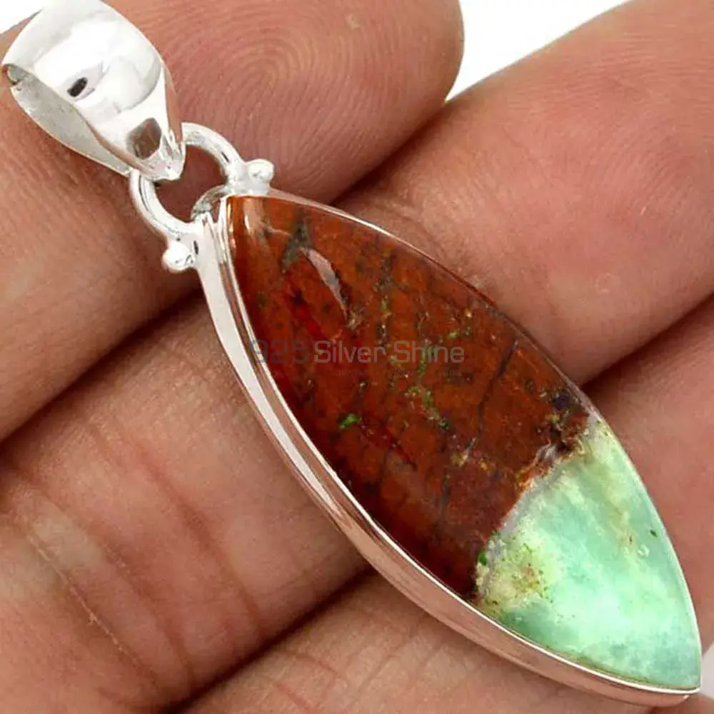 Boulder Chrysoprase Gemstone Pendants Wholesaler In Fine Sterling Silver Jewelry 925SP168_18