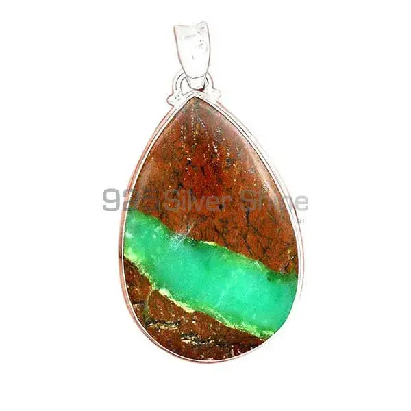 Boulder Chrysoprase Gemstone Pendants Wholesaler In Fine Sterling Silver Jewelry 925SP168_1