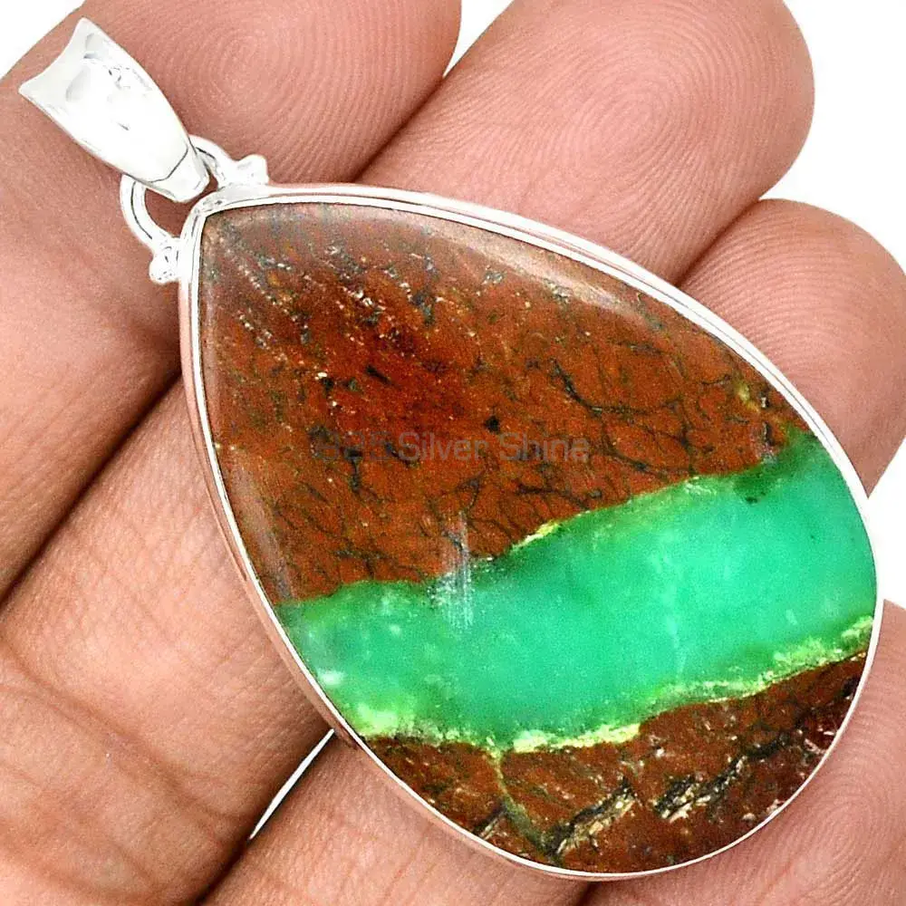 Boulder Chrysoprase Gemstone Pendants Wholesaler In Fine Sterling Silver Jewelry 925SP168_2