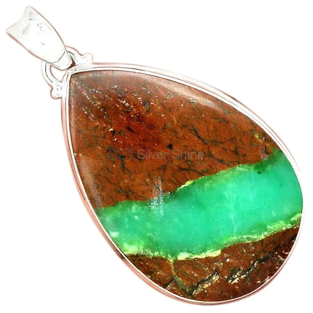 Boulder Chrysoprase Gemstone Pendants Wholesaler In Fine Sterling Silver Jewelry 925SP168_3