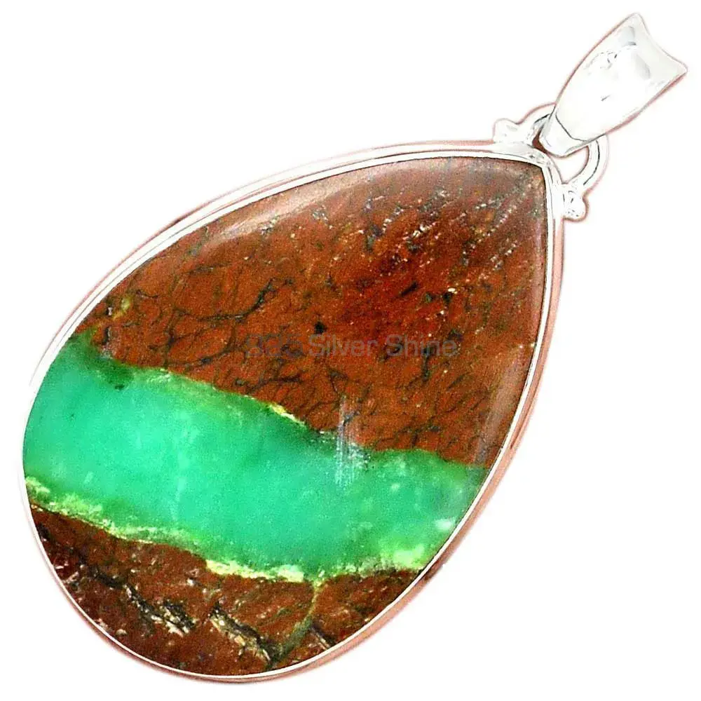 Boulder Chrysoprase Gemstone Pendants Wholesaler In Fine Sterling Silver Jewelry 925SP168_4