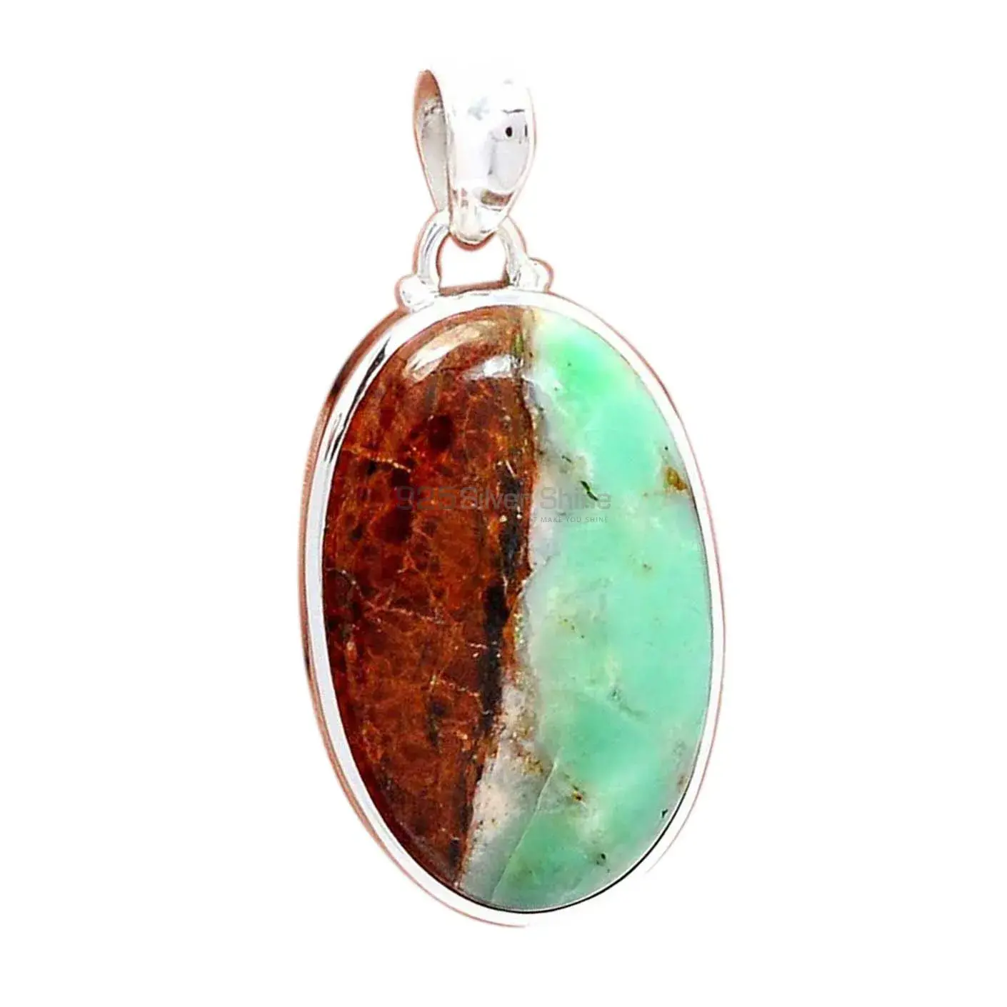 Boulder Chrysoprase Gemstone Pendants Wholesaler In Fine Sterling Silver Jewelry 925SP168_5