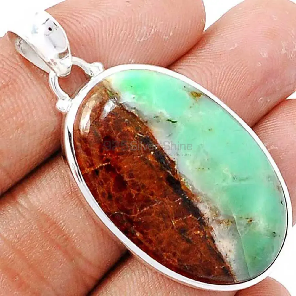 Boulder Chrysoprase Gemstone Pendants Wholesaler In Fine Sterling Silver Jewelry 925SP168_6