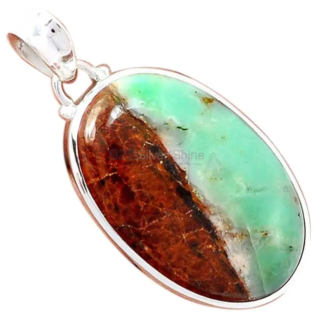 Boulder Chrysoprase Gemstone Pendants Wholesaler In Fine Sterling Silver Jewelry 925SP168_7