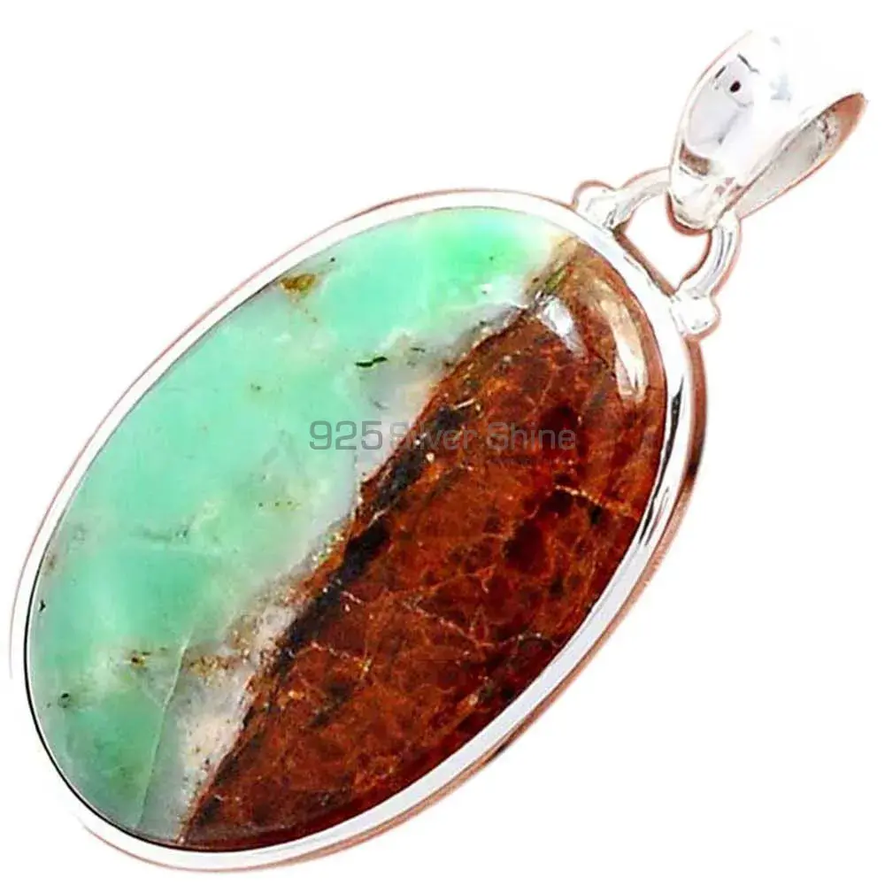 Boulder Chrysoprase Gemstone Pendants In Fine Sterling Silver Jewelry 925SP168_9