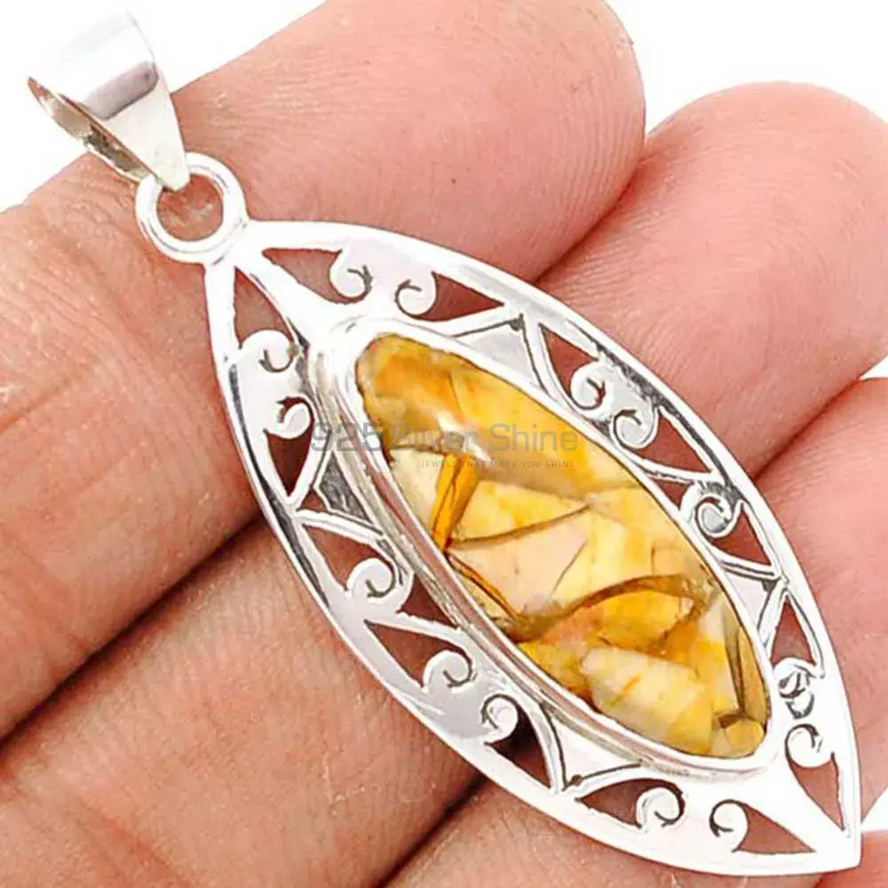 Brecciated Mookaite Gemstone Pendants Suppliers In 925 Fine Silver Jewelry 925SP170_2