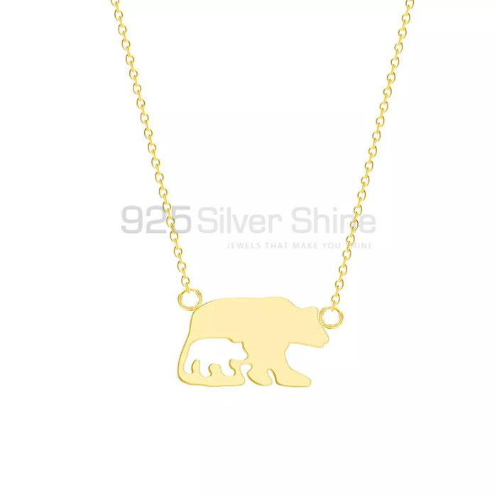 Bruin Bear Necklace, Animal Minimalist Necklace In 925 Sterling Silver AMN148