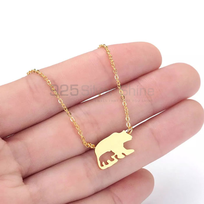 Bruin Bear Necklace, Best Design Animal Minimalist Necklace In 925 Sterling Silver AMN148_0