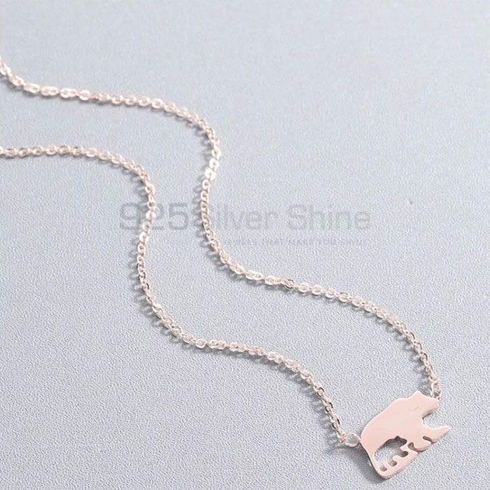 Bruin Bear Necklace, Animal Minimalist Necklace In 925 Sterling Silver AMN148_1