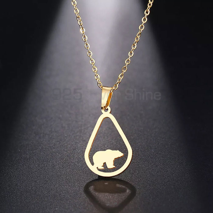 Bruin Bear Necklace, Designer Animal Minimalist Necklace In 925 Sterling Silver AMN139
