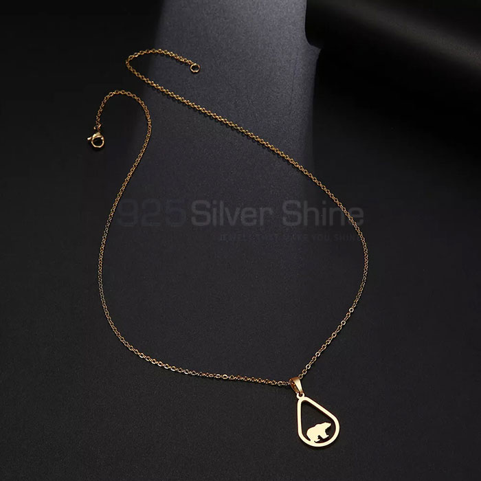 Bruin Bear Necklace, Designer Animal Minimalist Necklace In 925 Sterling Silver AMN139_1