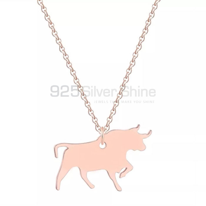 Bull Necklace, Handmade Animal Minimalist Necklace In 925 Sterling Silver AMN214