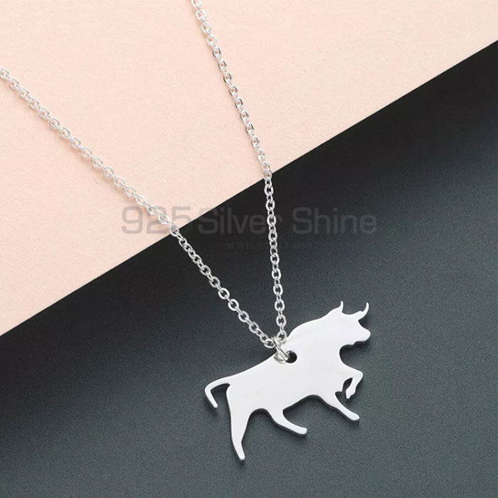 Bull Necklace, Animal Minimalist Necklace In 925 Sterling Silver AMN149