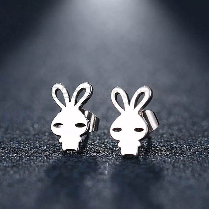 Bunny Rabbit Earring, Top Collection Animal Minimalist Earring In 925 Sterling Silver AME47
