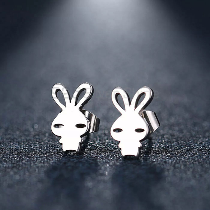 Bunny Rabbit Earring, Animal Minimalist Earring In 925 Sterling Silver AME47
