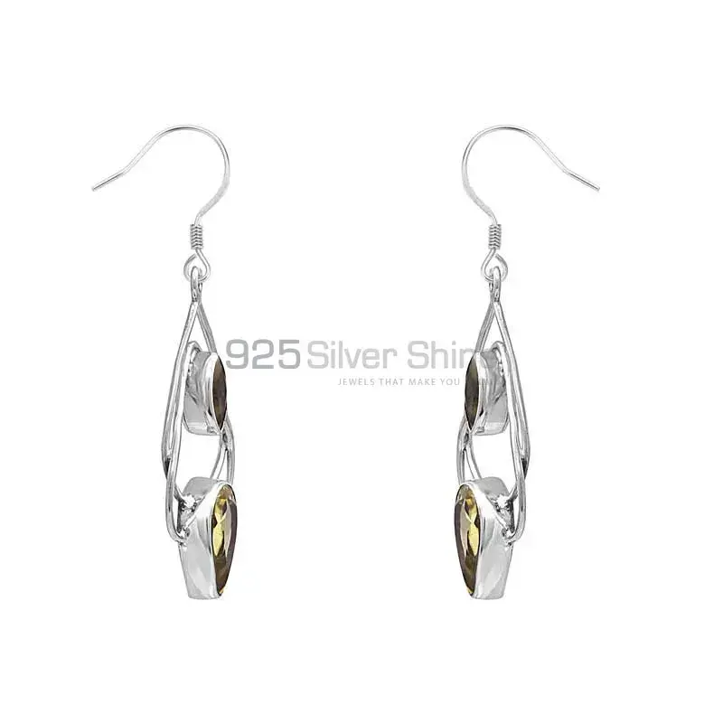 Buy Genuine Citrine Gemstone Handmade Earring In Sterling Silver 925SE27_0