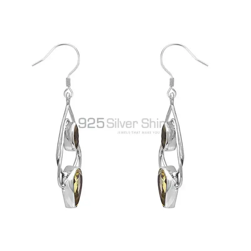 Genuine Citrine Gemstone Handmade Earring In Sterling Silver 925SE27_0