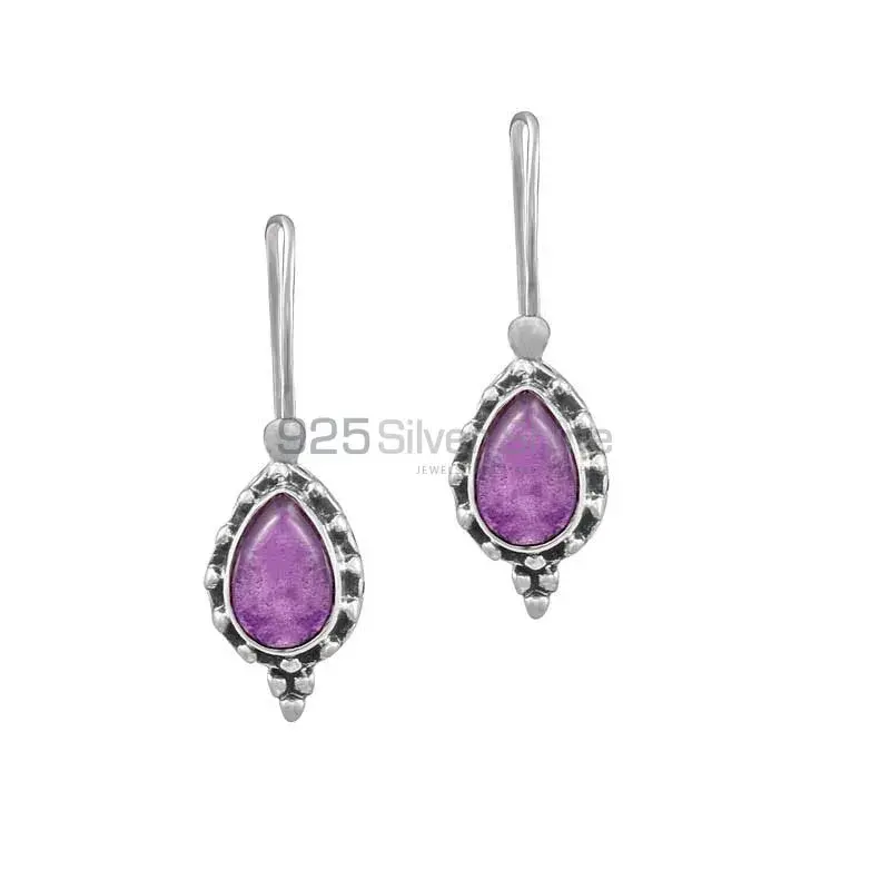 Natural Amethyst Gemstone Earring In Sterling Silver 925SE21_1