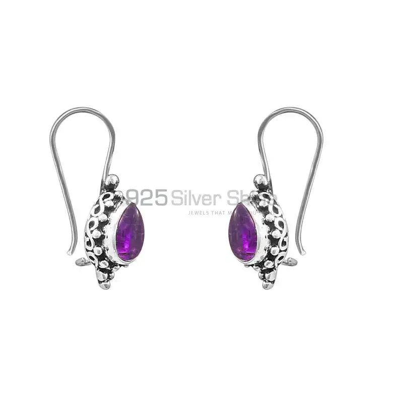 Buy Natural Amethyst Gemstone Earring In Sterling Silver At Wholesale Price 925SE21_0