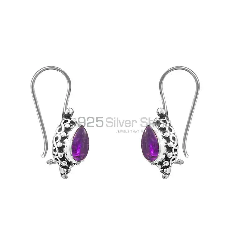 Natural Amethyst Gemstone Earring In Sterling Silver 925SE21_2