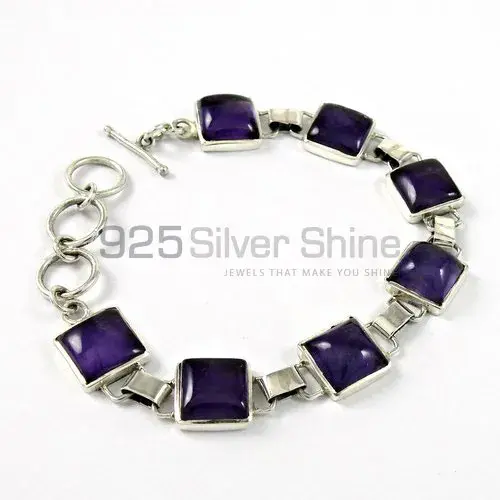 Cabochon Amethyst Gemstone Bracelets In Fine Sterling Silver Jewelry 925SB364