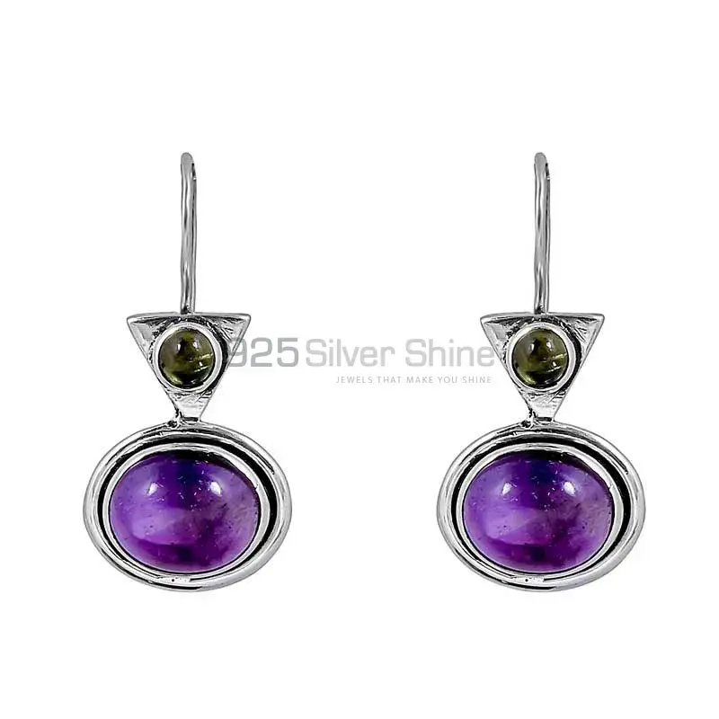Cabochon Amethyst Gemstone Earring In 925 Sterling Silver Jewelry 925SE133