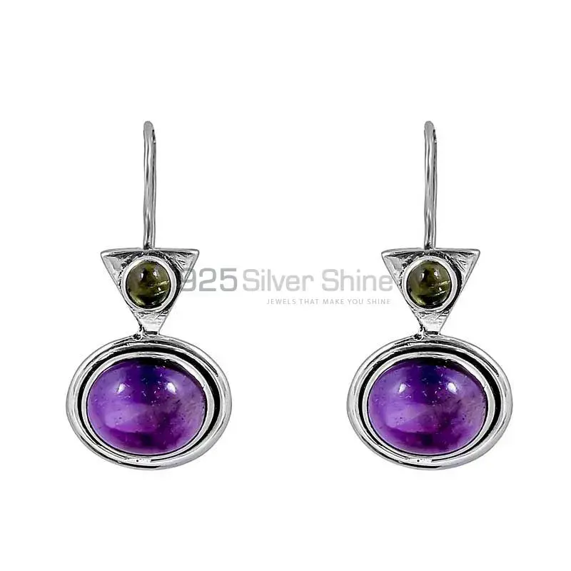 Cabochon Amethyst Gemstone Earring In 925 Sterling Silver Jewelry 925SE133_1