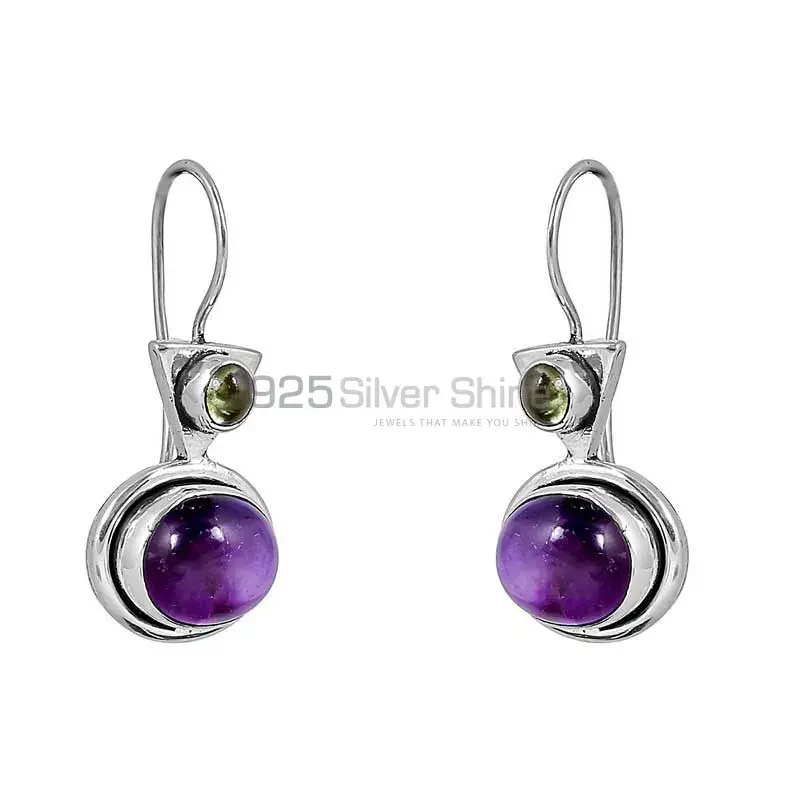 Cabochon Amethyst Gemstone Earring In 925 Sterling Silver Jewelry 925SE133_2