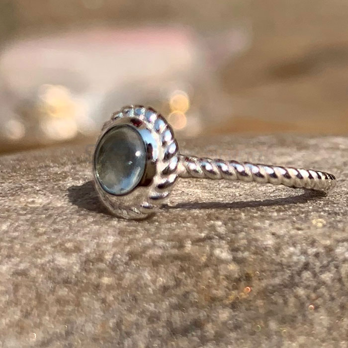 Cabochon Blue Topaz Gemstone Ring In Sterling Silver SSR220_1